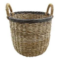 Tracey Boyd Natural Banana Leaf & Rattan Round Basket, Medium