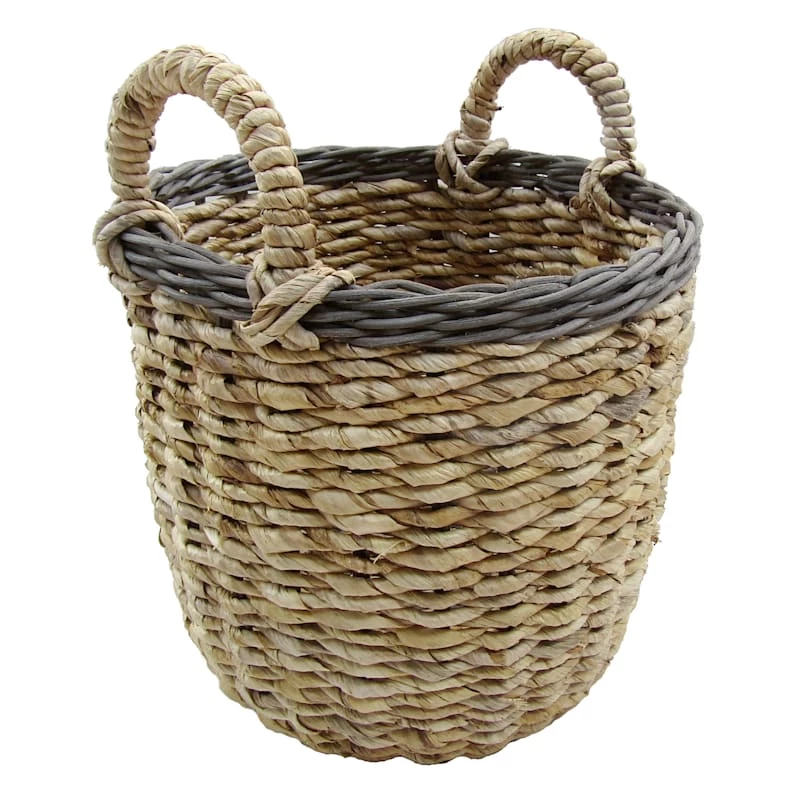 Tracey Boyd Natural Banana Leaf & Rattan Round Basket, Small 2 Tracey Boyd Natural Banana Leaf & Rattan Round Basket, Small - Image 2
