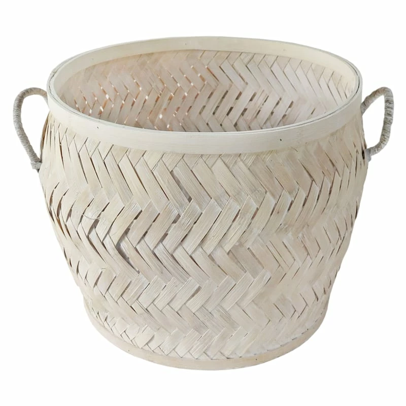 Tracey Boyd Whitewashed Bamboo Basket, Large 1 Tracey Boyd Whitewashed Bamboo Basket, Large