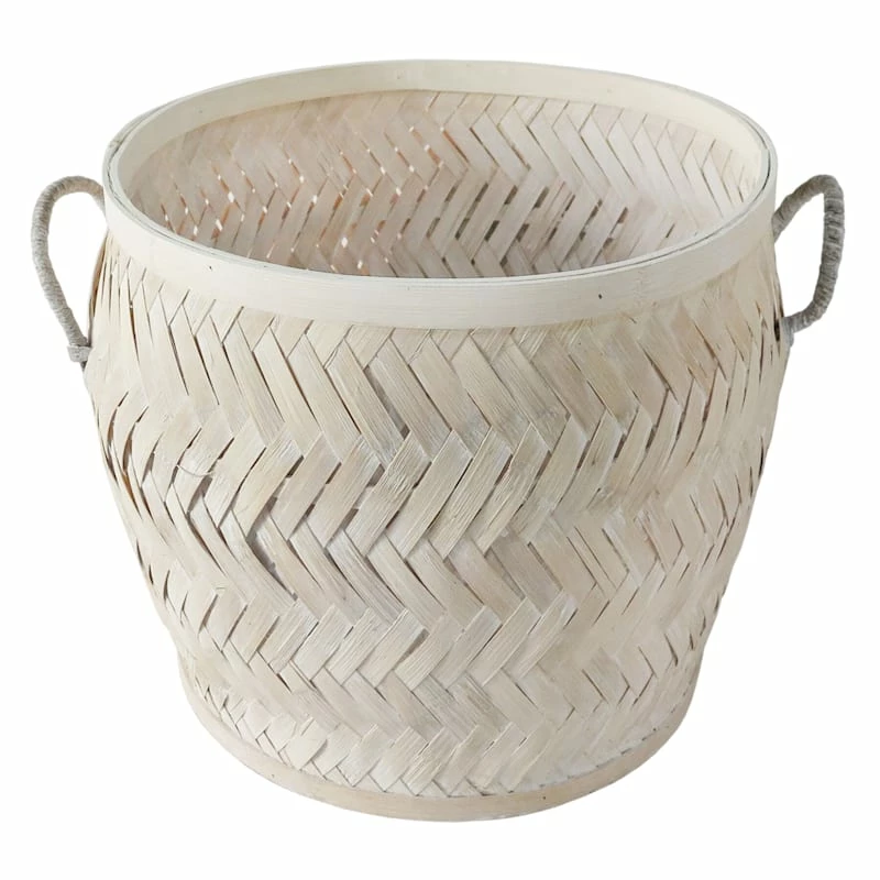 Tracey Boyd Whitewashed Bamboo Basket, Medium 1 Tracey Boyd Whitewashed Bamboo Basket, Medium