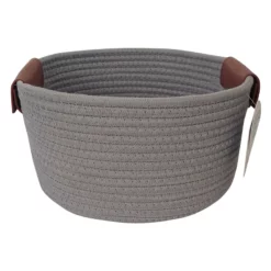 Trist Grey Round Storage Bin, Medium