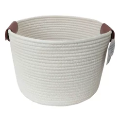 Trist White Tall Round Storage Bin, Large