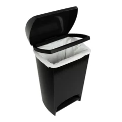 Two-Step Black Trash Can, 12gal -Storage Sales Store two step black trash can 12gal 2