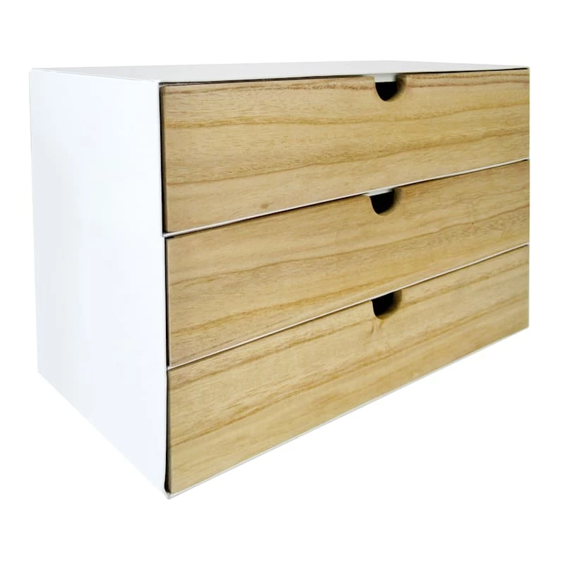 Ty Pennington 3-Drawer White Metal & Wooden File Cabinet 2 Ty Pennington 3-Drawer White Metal & Wooden File Cabinet - Image 2