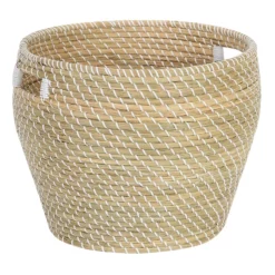 Ty Pennington Seagrass Storage Basket With Plastic Binding, Large