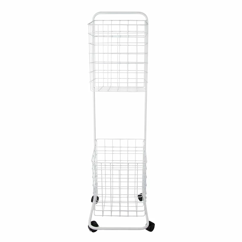 Ty Pennington White Double Hamper Cart 2 Ty Pennington White Double Hamper Cart - Image 2