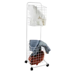 Ty Pennington White Double Hamper Cart 5 Ty Pennington White Double Hamper Cart -Storage Sales Store ty pennington white double hamper cart 2