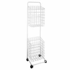 Ty Pennington White Double Hamper Cart