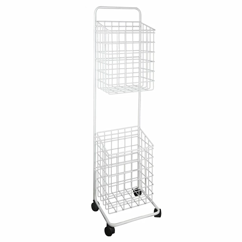 Ty Pennington White Double Hamper Cart 1 Ty Pennington White Double Hamper Cart