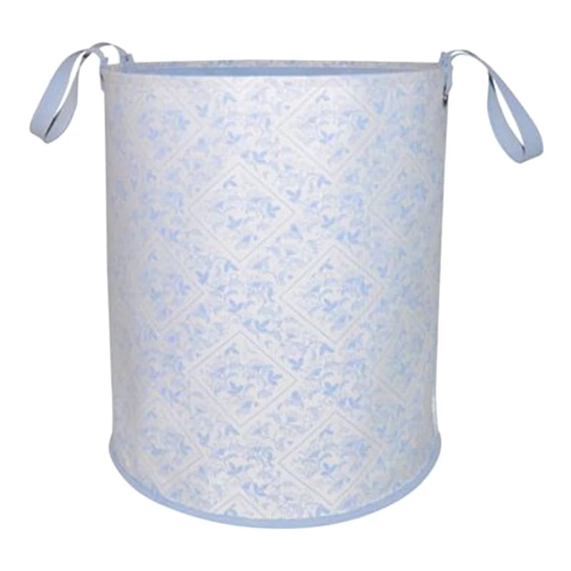 Vintage Round Canvas Laundry Hamper, Blue 1 Vintage Round Canvas Laundry Hamper, Blue