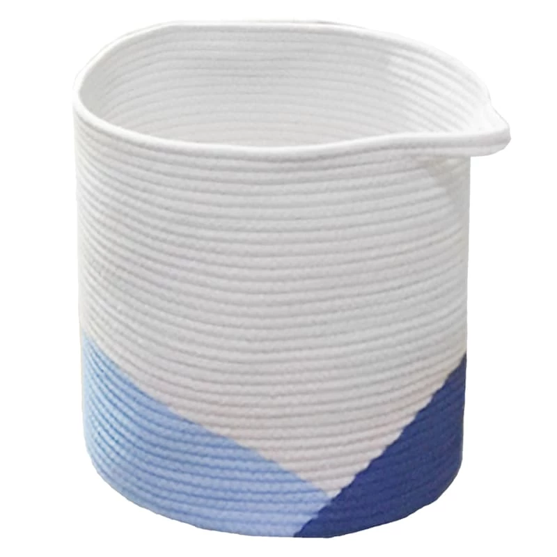 White & Blue Cotton Rope Storage Basket, Small 1 White & Blue Cotton Rope Storage Basket, Small