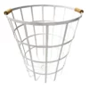 White Metal Basket With Wood Handle