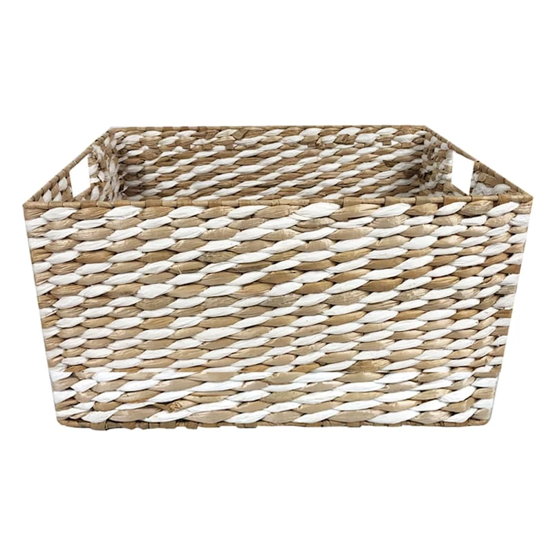 White & Natural Cattail Storage Basket, Medium 1 White & Natural Cattail Storage Basket, Medium