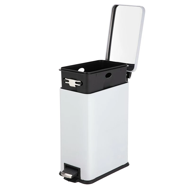 White Rectangle Pedal Bin, 9.7l 2 White Rectangle Pedal Bin, 9.7l - Image 2