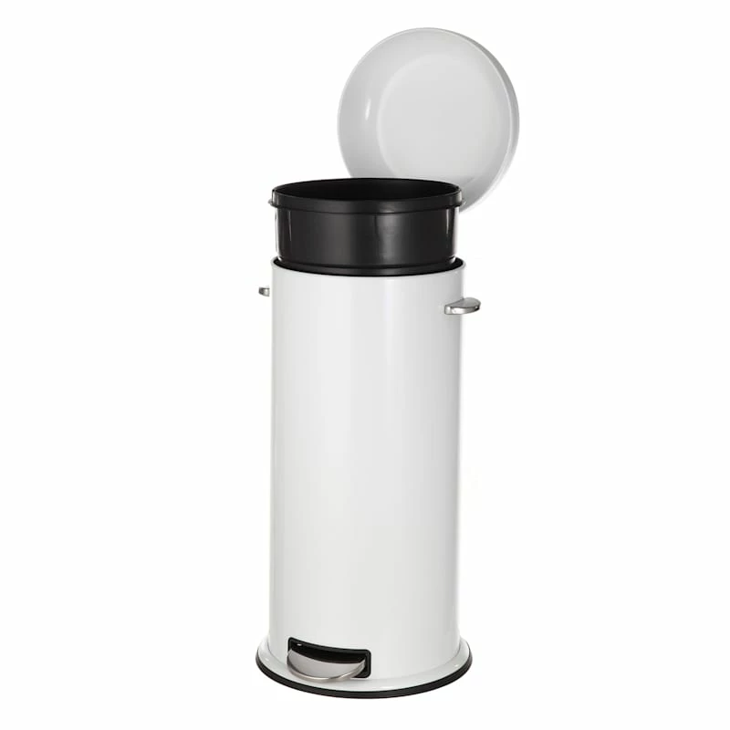 White Round Retro Pedal Bin, 30l 3 White Round Retro Pedal Bin, 30l - Image 3