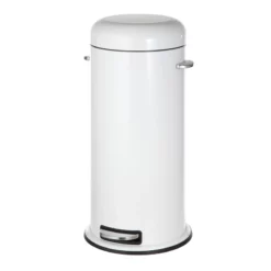 White Round Retro Pedal Bin, 30l