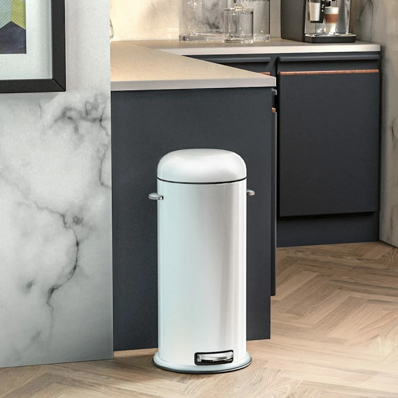White Round Retro Pedal Bin, 30l 4 White Round Retro Pedal Bin, 30l - Image 4
