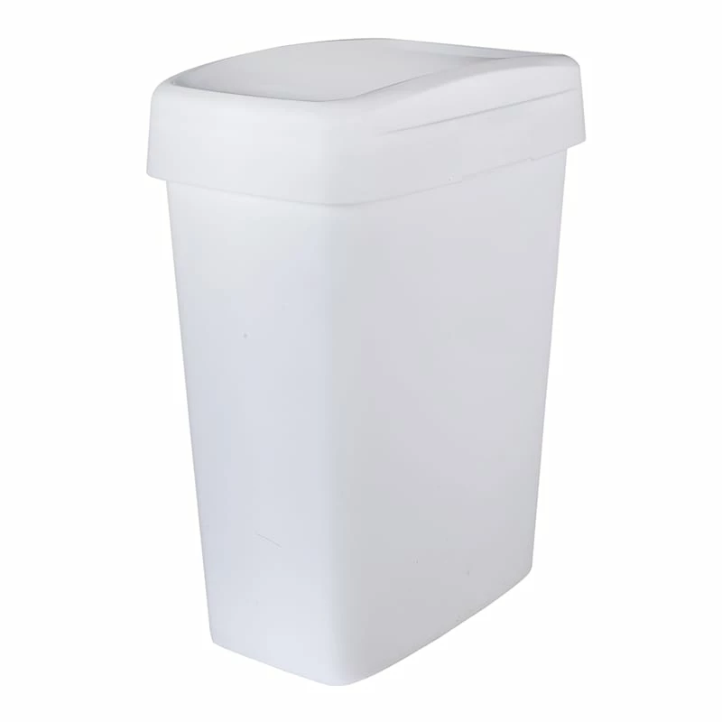 White Storage Rectangle Slim Swing Lid Trash Bin, 50l 1 White Storage Rectangle Slim Swing Lid Trash Bin, 50l
