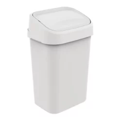White Storage Rectangle Swing Lid Trash Bin, 50l