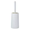 White Toilet Brush With Bamboo Lid