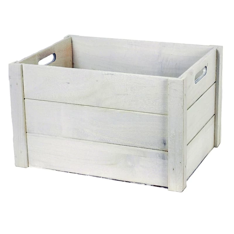 Whitewashed Wooden Pallet Crate, Large 1 Whitewashed Wooden Pallet Crate, Large