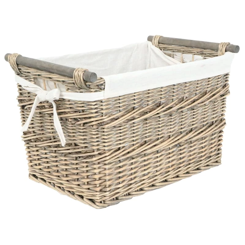 Willow Rectangular Basket/Liner/Dowel Handle 1 Willow Rectangular Basket/Liner/Dowel Handle