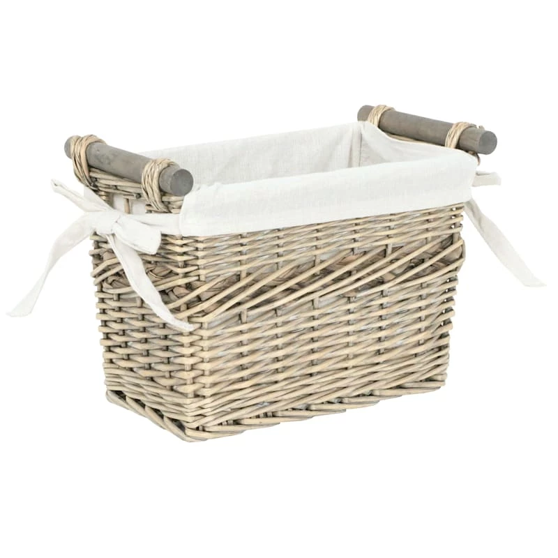 Willow Rectangular Basket/Liner/Dowel Handle 1 Willow Rectangular Basket/Liner/Dowel Handle