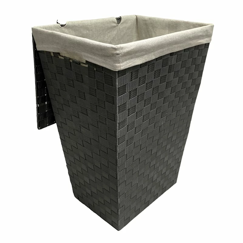Woven Band Laundry Hamper With Lid & Removable Liner, Dark Grey 1 Woven Band Laundry Hamper With Lid & Removable Liner, Dark Grey