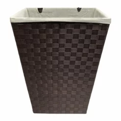 Woven Band Laundry Hamper With Lid & Removable Liner, Espresso
