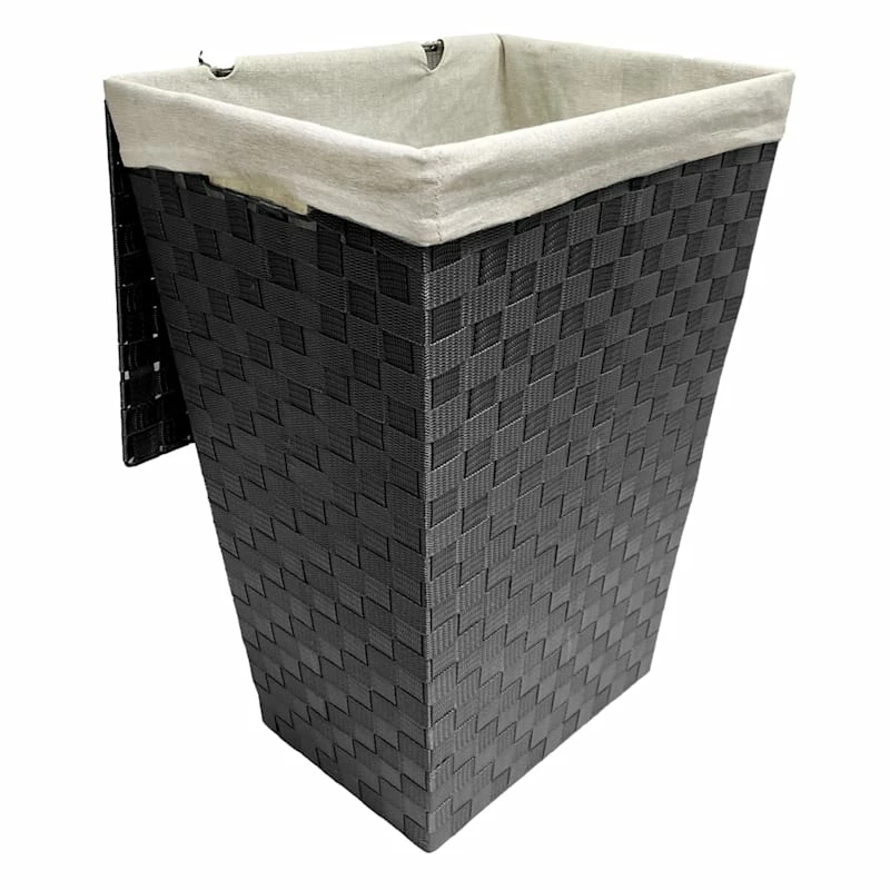 Woven Band Laundry Hamper With Lid & Removable Liner, Light Grey 1 Woven Band Laundry Hamper With Lid & Removable Liner, Light Grey